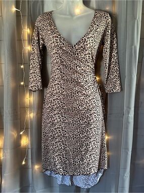 Vintage dynamite leopard print quarter sleeve dress Sz S